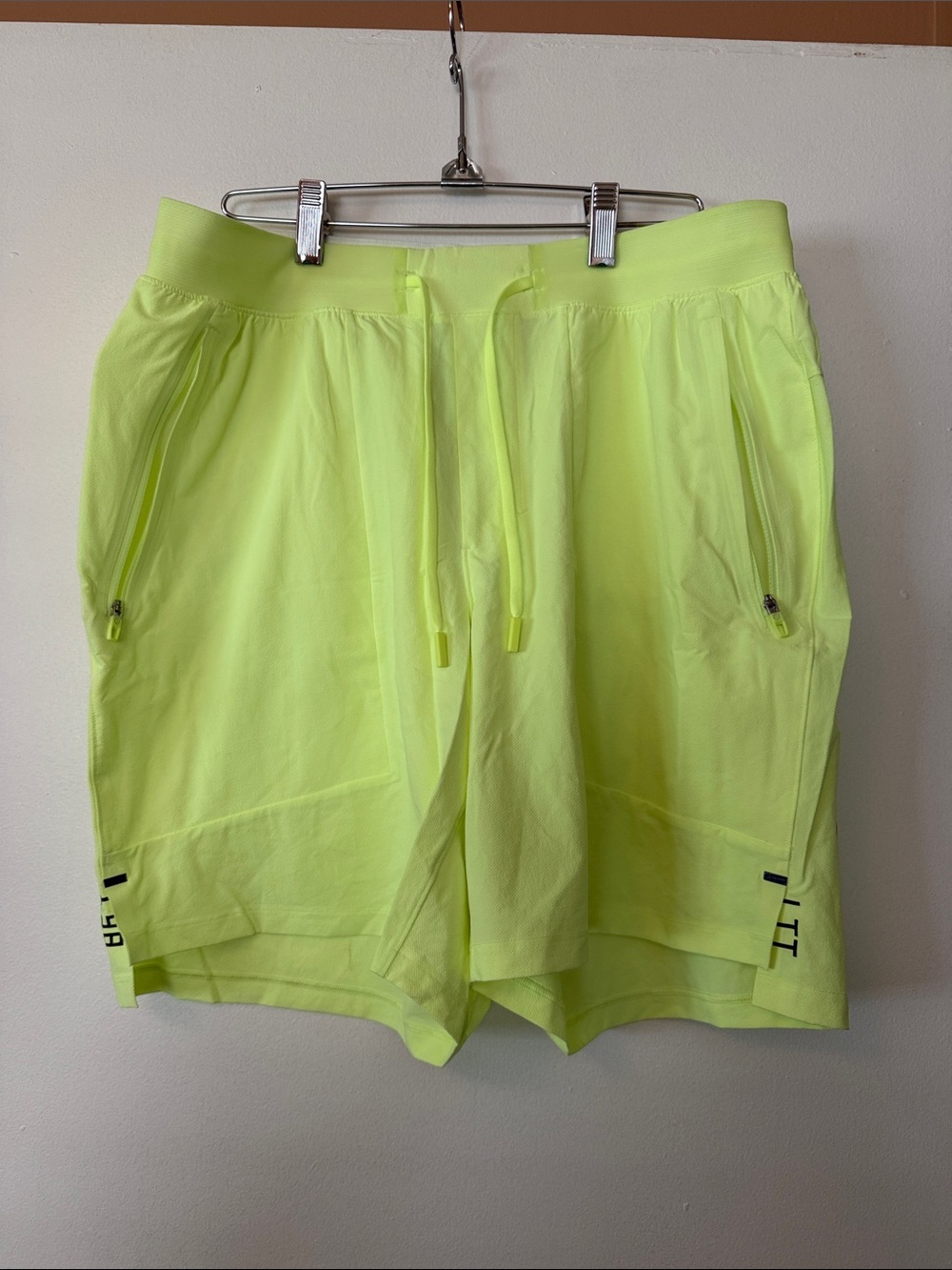 Lululemon Men’s Neon Yellow Zip Pocket Athletic Shorts